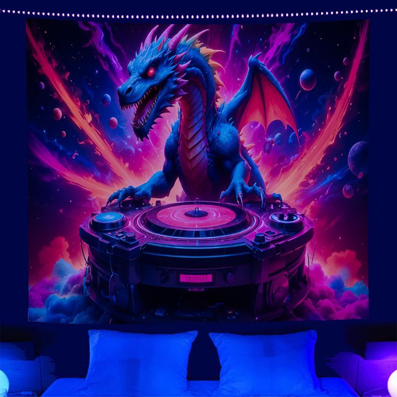 Esports Gaming Bar - VIKAMA Psychedelische DJ Robot Wandtapijt Neon
