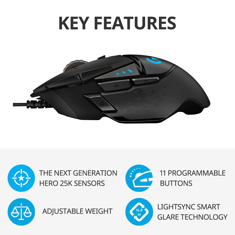 Logitech G502 Hero Master bedr - Esports Gaming Mouse Weight Adjustable recensie en prijs